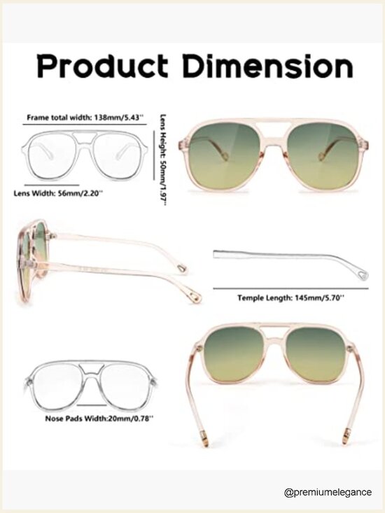 Retro Aviator Sunglasses Square Shades UV400 Protection Classic Trendy main image 5